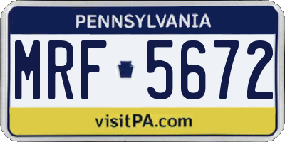 PA license plate MRF5672