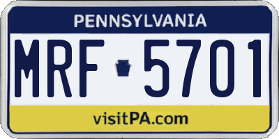 PA license plate MRF5701