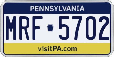 PA license plate MRF5702