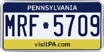 PA license plate MRF5709
