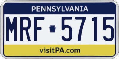 PA license plate MRF5715