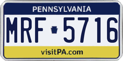 PA license plate MRF5716