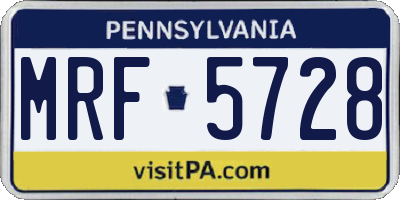 PA license plate MRF5728