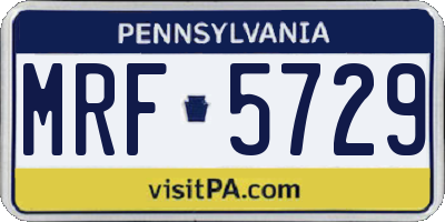 PA license plate MRF5729