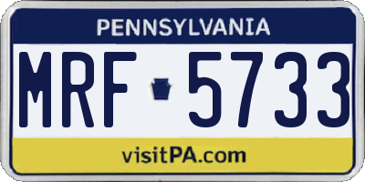 PA license plate MRF5733