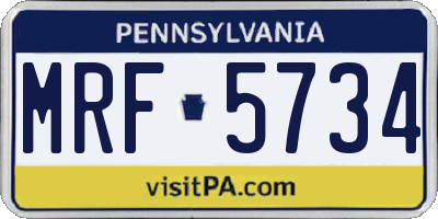 PA license plate MRF5734