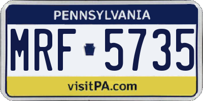 PA license plate MRF5735