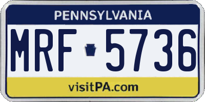PA license plate MRF5736