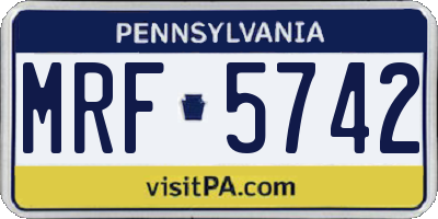 PA license plate MRF5742