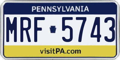 PA license plate MRF5743