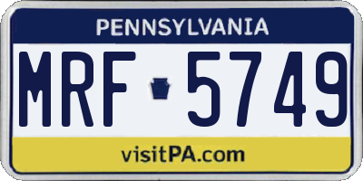 PA license plate MRF5749
