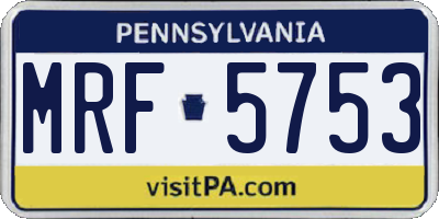 PA license plate MRF5753