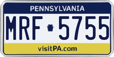 PA license plate MRF5755