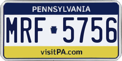 PA license plate MRF5756