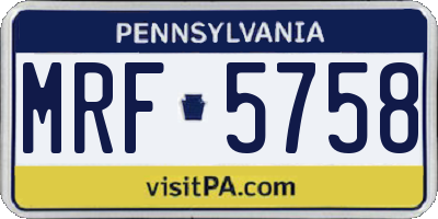 PA license plate MRF5758