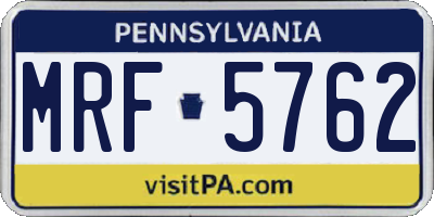 PA license plate MRF5762