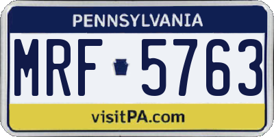 PA license plate MRF5763