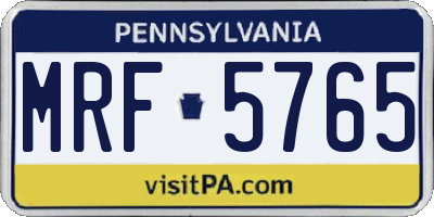 PA license plate MRF5765