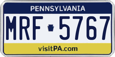 PA license plate MRF5767