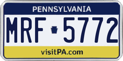 PA license plate MRF5772