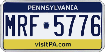 PA license plate MRF5776