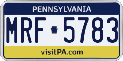 PA license plate MRF5783