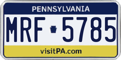PA license plate MRF5785