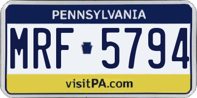 PA license plate MRF5794