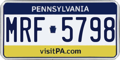 PA license plate MRF5798