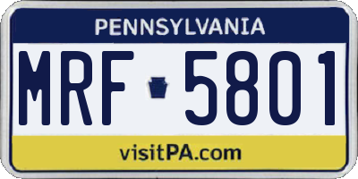 PA license plate MRF5801