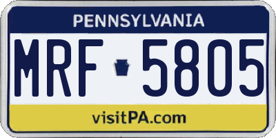PA license plate MRF5805