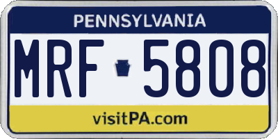 PA license plate MRF5808