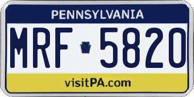 PA license plate MRF5820