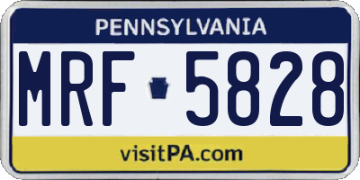 PA license plate MRF5828