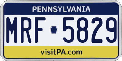 PA license plate MRF5829