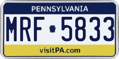 PA license plate MRF5833