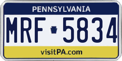 PA license plate MRF5834