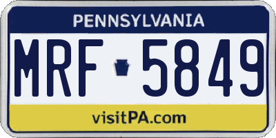PA license plate MRF5849