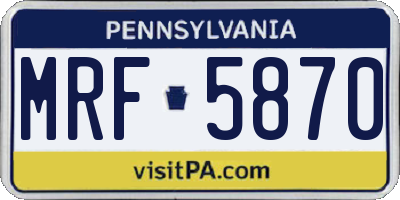 PA license plate MRF5870