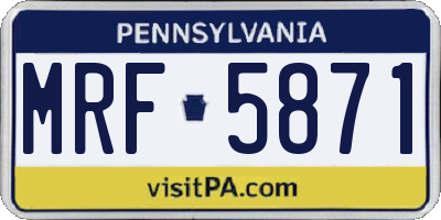 PA license plate MRF5871