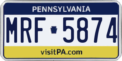 PA license plate MRF5874