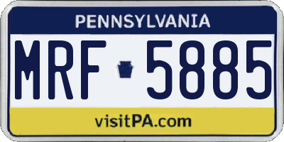 PA license plate MRF5885