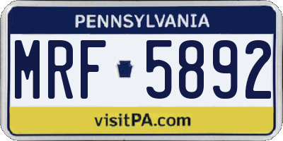 PA license plate MRF5892