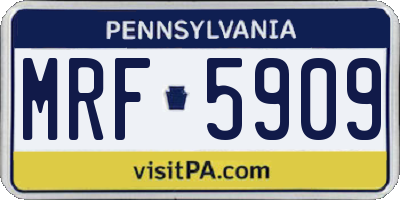 PA license plate MRF5909