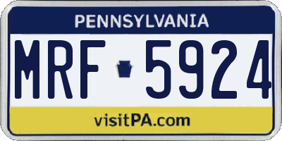 PA license plate MRF5924