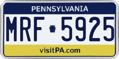 PA license plate MRF5925