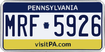 PA license plate MRF5926
