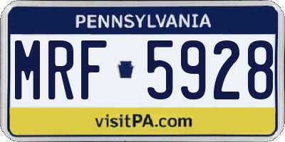 PA license plate MRF5928