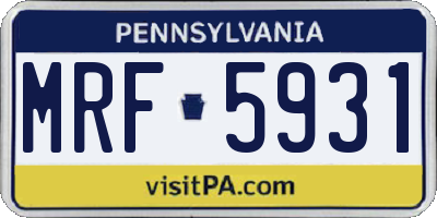 PA license plate MRF5931