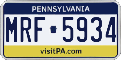 PA license plate MRF5934